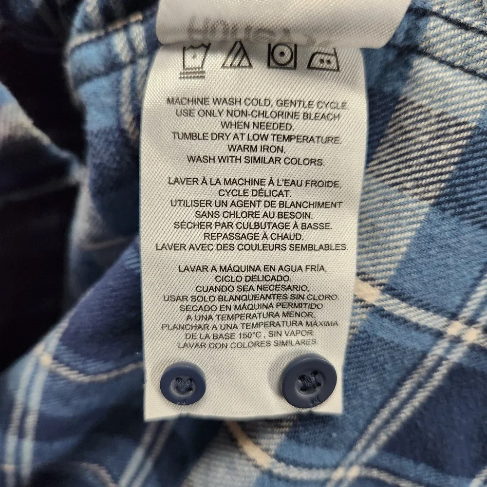 Hurley‎ Mens Blue Plaid Flannel Long Sleeve Button Down Shirt size Large